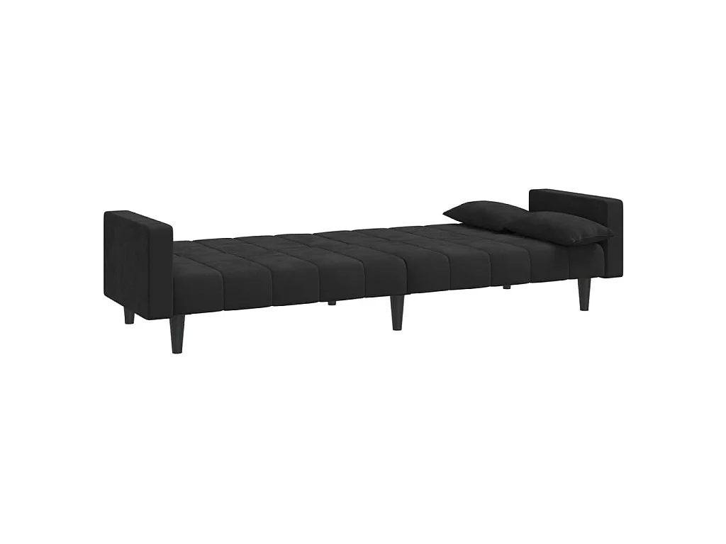 Schlafsofa 2-Sitzer mit 2 Kissen Schwarz Samt