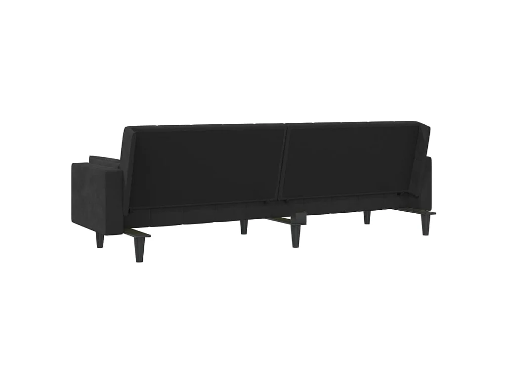 Schlafsofa 2-Sitzer mit 2 Kissen Schwarz Samt