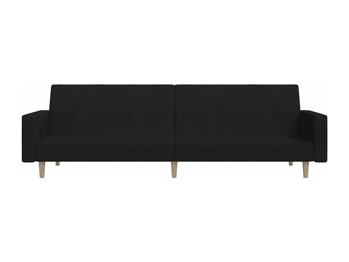 Canapé-lit à 2 places noir tissu