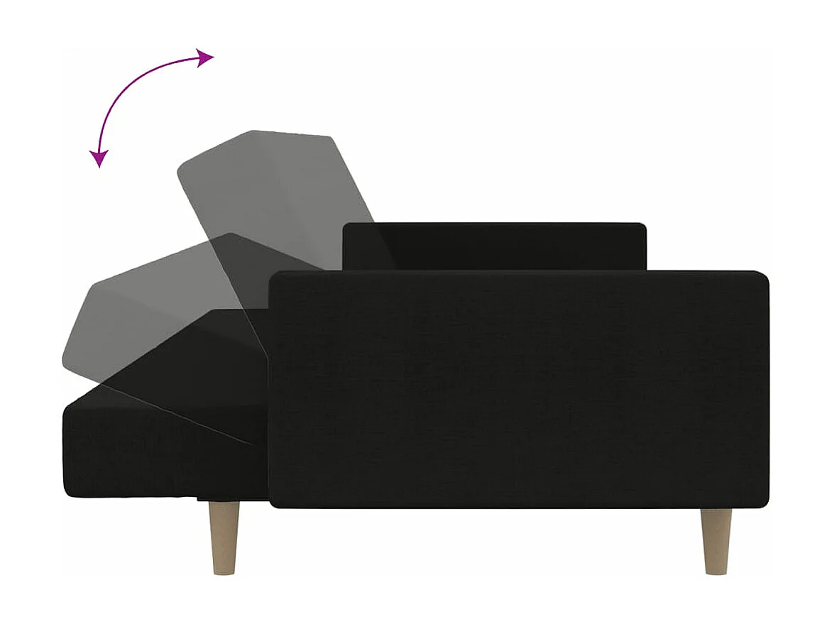 Canapé-lit à 2 places noir tissu