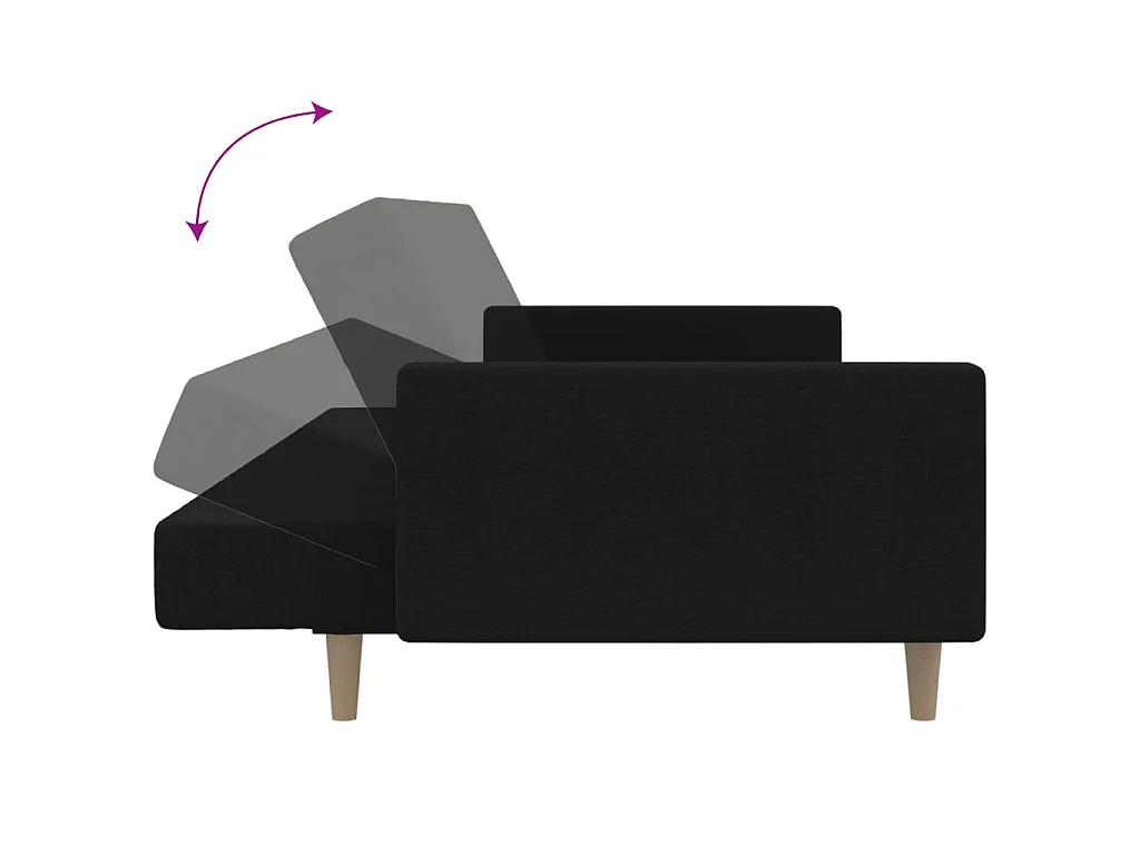Sofá-cama de 2 lugares tecido preto