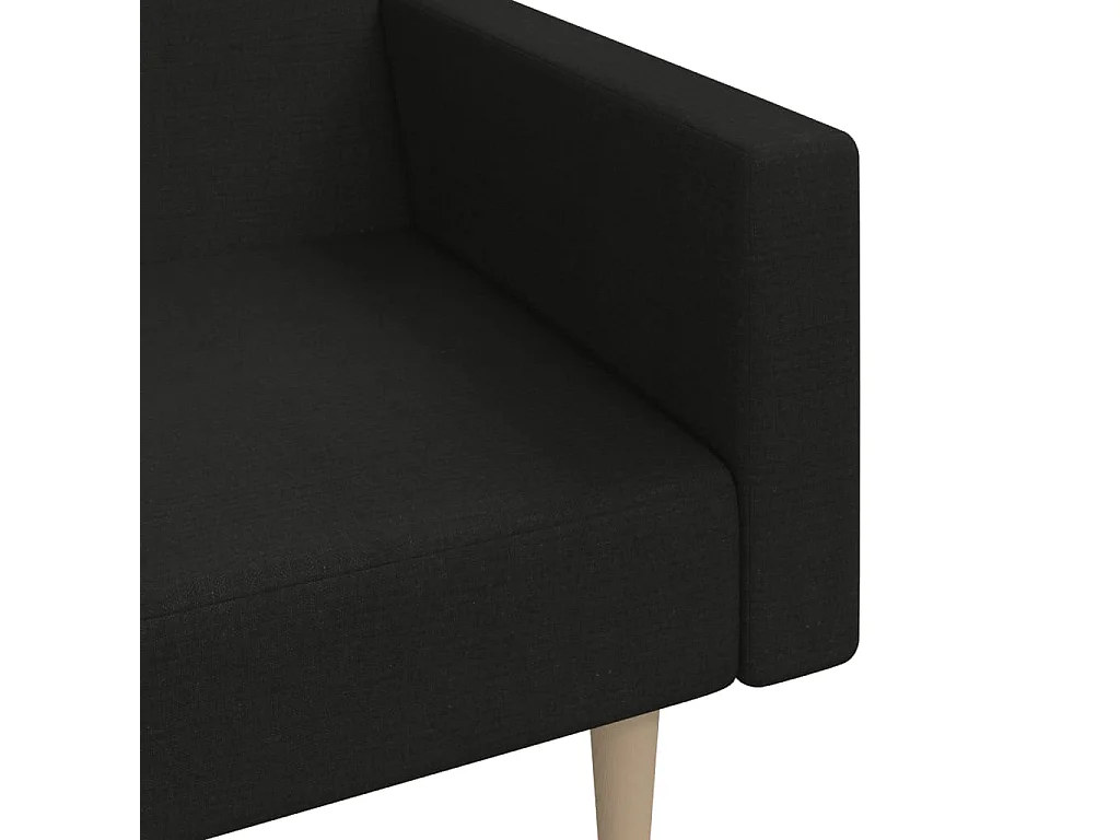 Sofá-cama de 2 lugares tecido preto