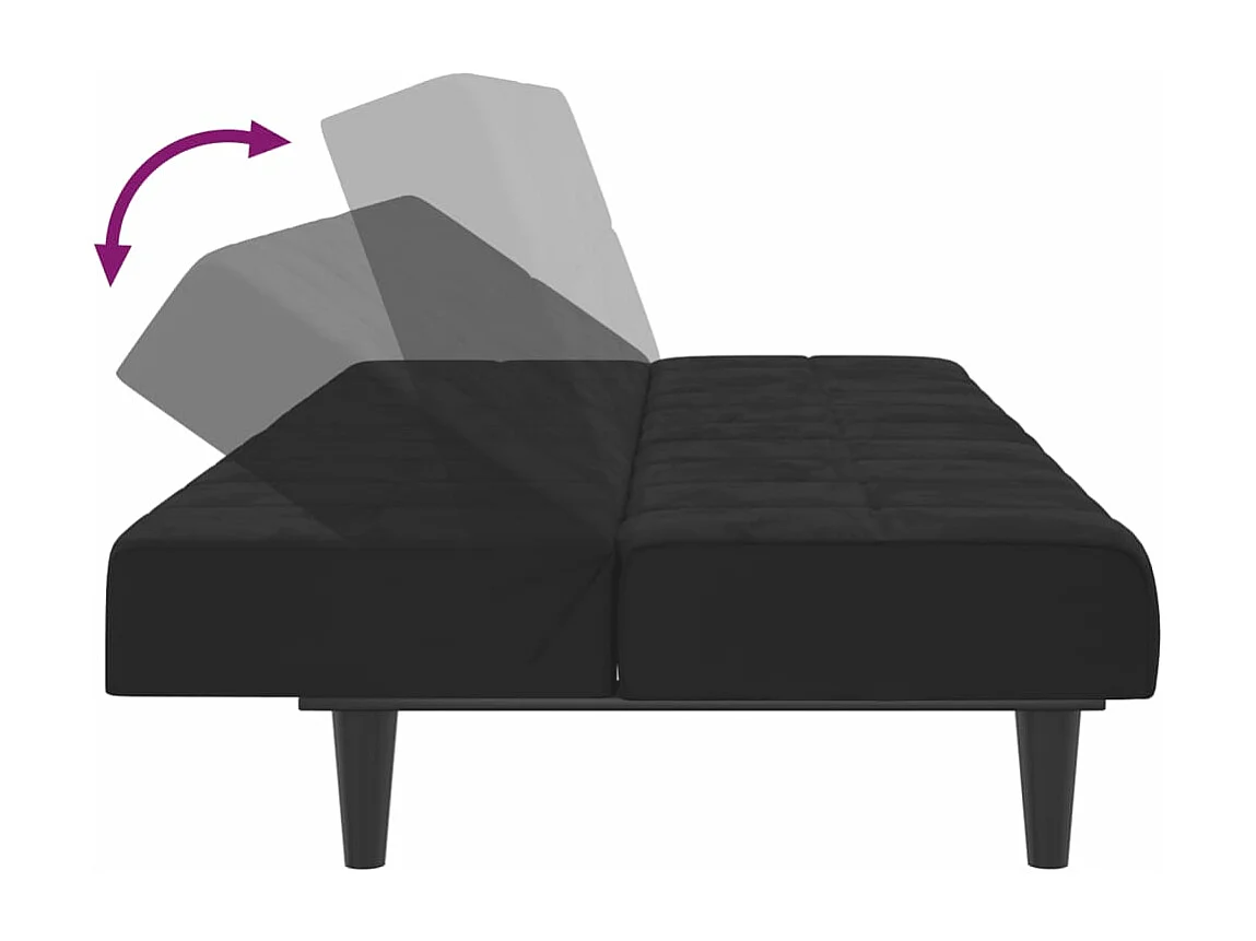 Schlafsofa 2-Sitzer Schwarz Samt