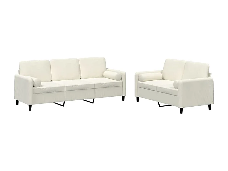 2-delige Loungeset met kussens fluweel crèmekleurig