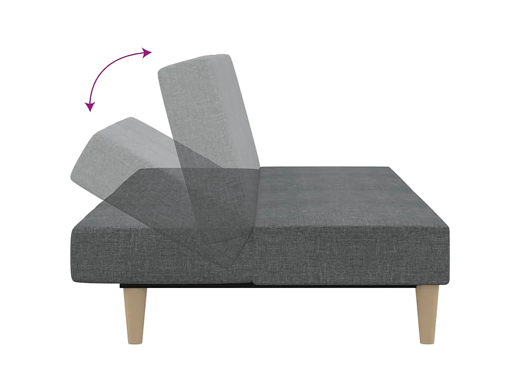 Slaapbank 2-zits stof lichtgrijs