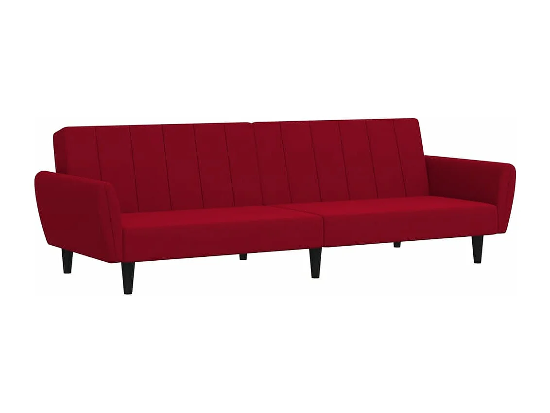 Slaapbank 2-zits fluweel wijnrood