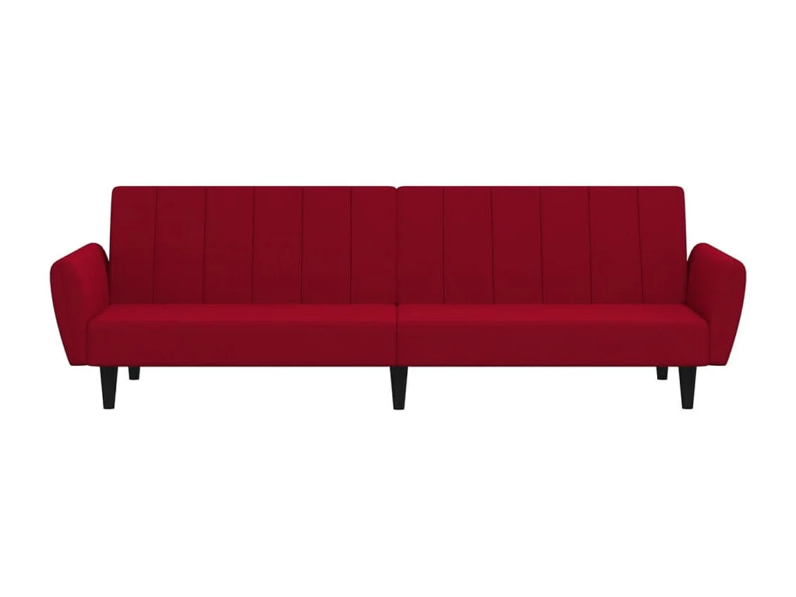 Slaapbank 2-zits fluweel wijnrood