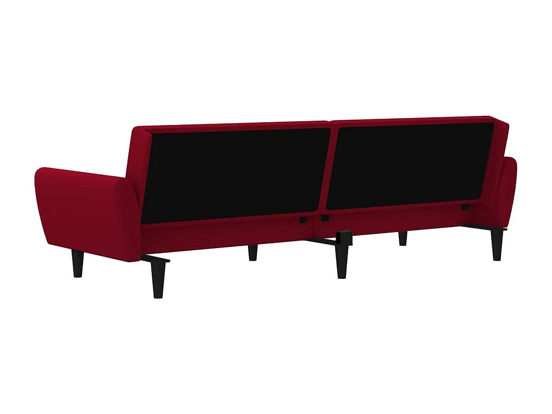 Slaapbank 2-zits fluweel wijnrood