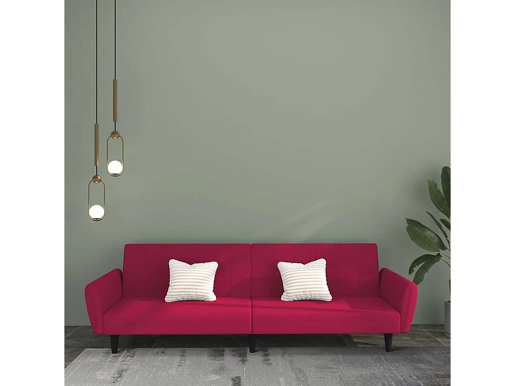 Schlafsofa 2-Sitzer Weinrot Samt