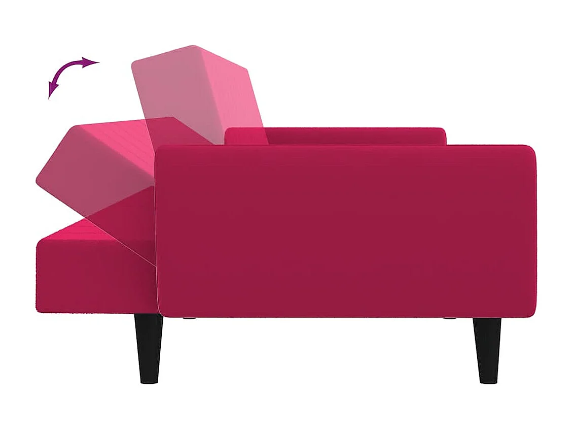 Schlafsofa 2-Sitzer Weinrot Samt