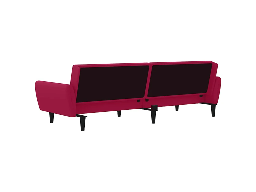 Canapé convertible 2 places en velours bordeaux