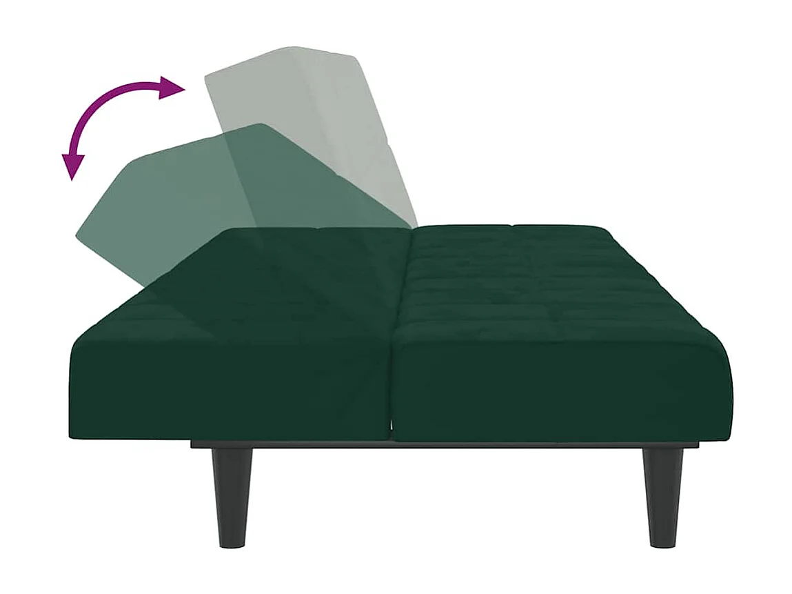 Sofá cama de 2 plazas terciopelo verde oscuro