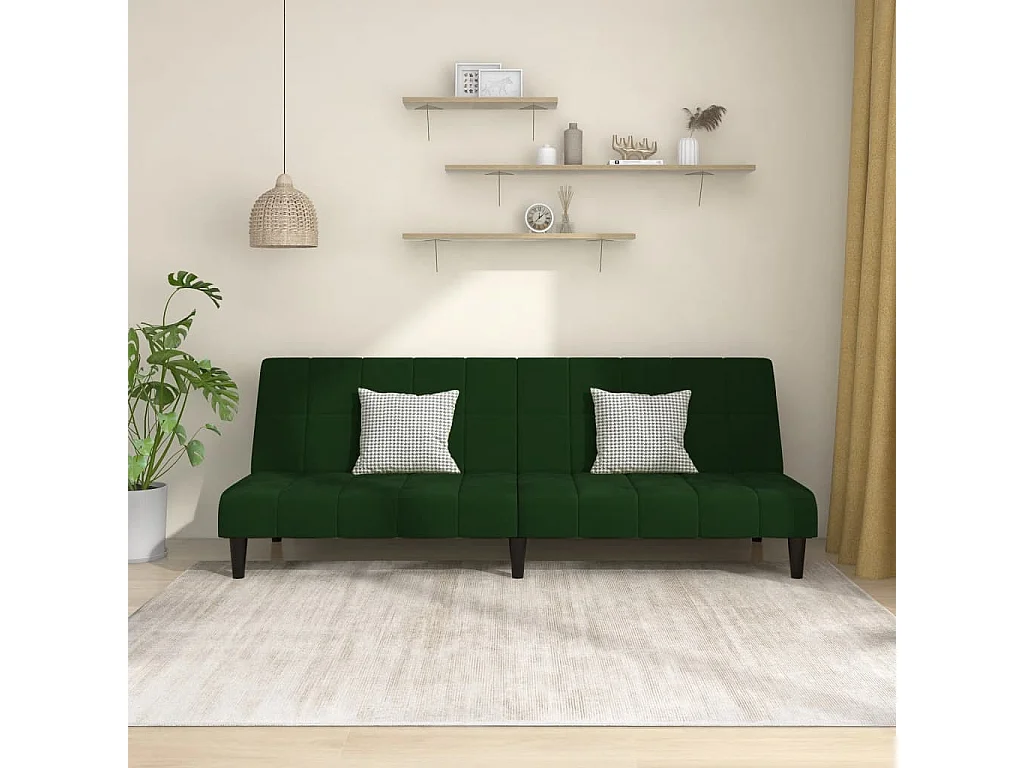 Schlafsofa 2-Sitzer Dunkelgrün Samt
