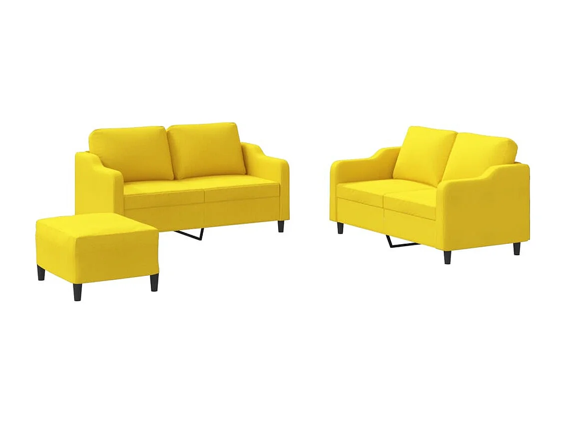 Ensemble de canapés 3 pcs avec coussins Jaune clair Tissu