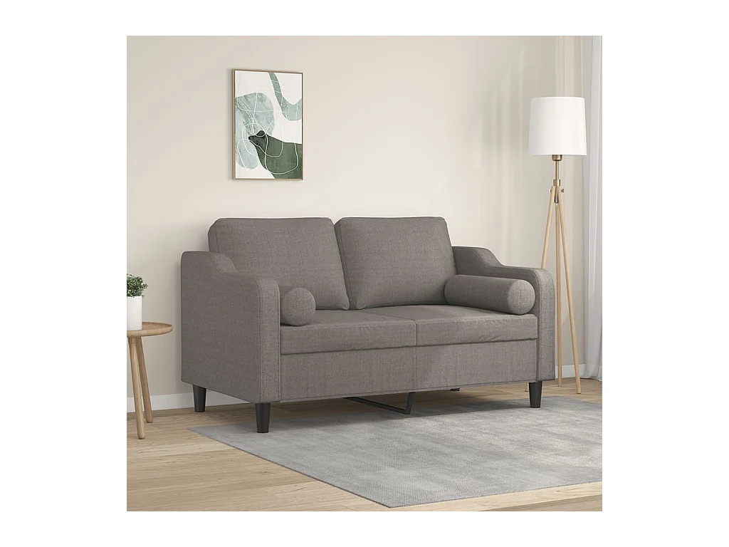 Canapé 2 places avec oreillers décoratifs taupe 120 cm tissu