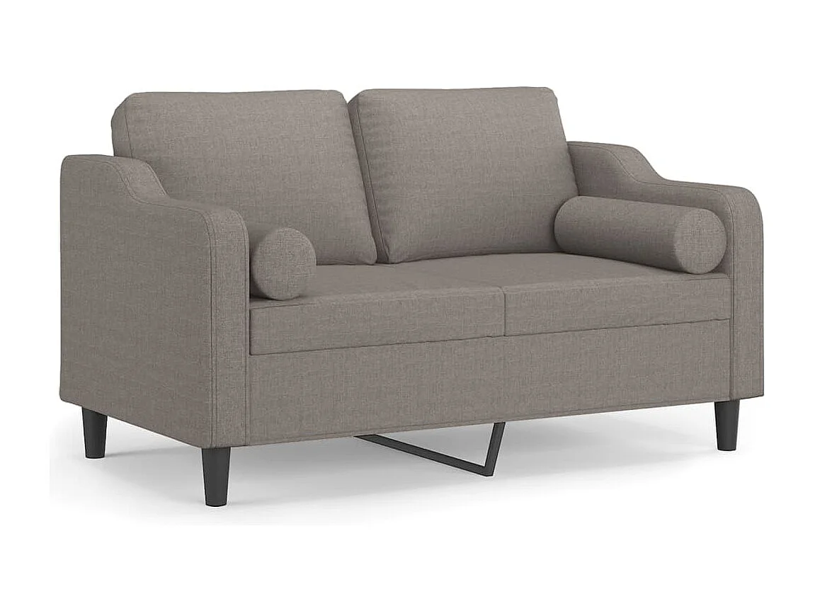 Sofá de 2 plazas con cojines tela gris taupe 120 cm