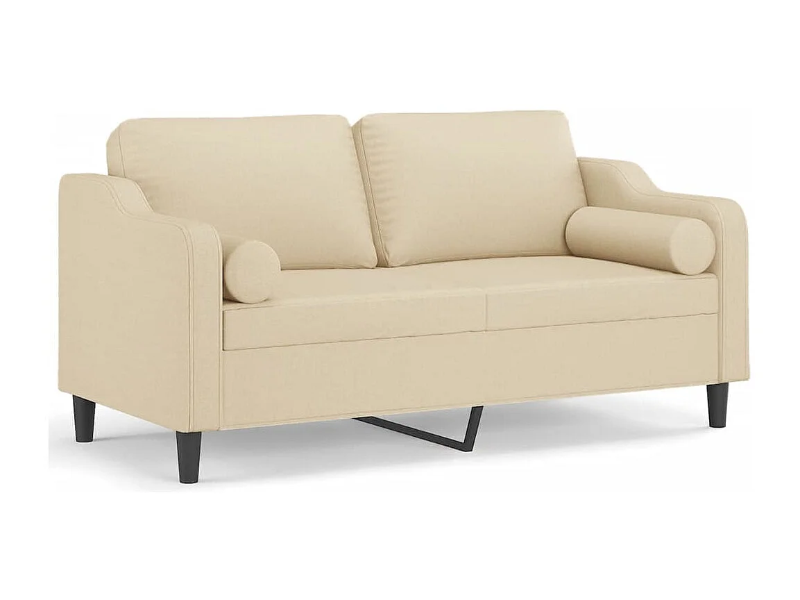 2-Sitzer-Sofa mit Zierkissen Creme 140 cm Stoff