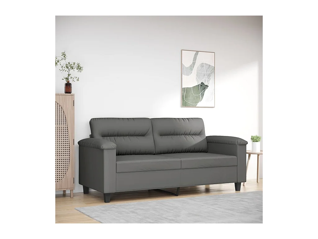 Canapé à 2 places Gris foncé 140 cm Tissu microfibre