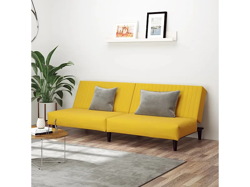Schlafsofa 2-Sitzer Gelb Samt