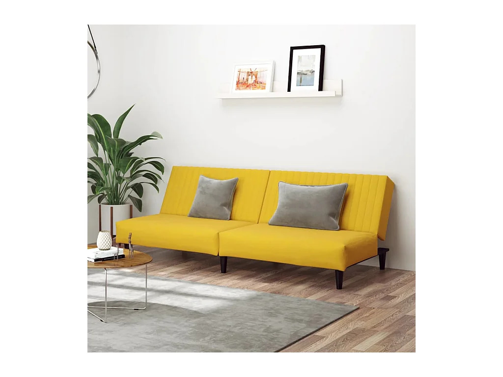 Schlafsofa 2-Sitzer Gelb Samt