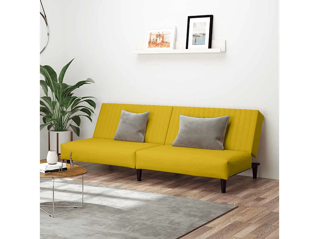 Schlafsofa 2-Sitzer Gelb Samt