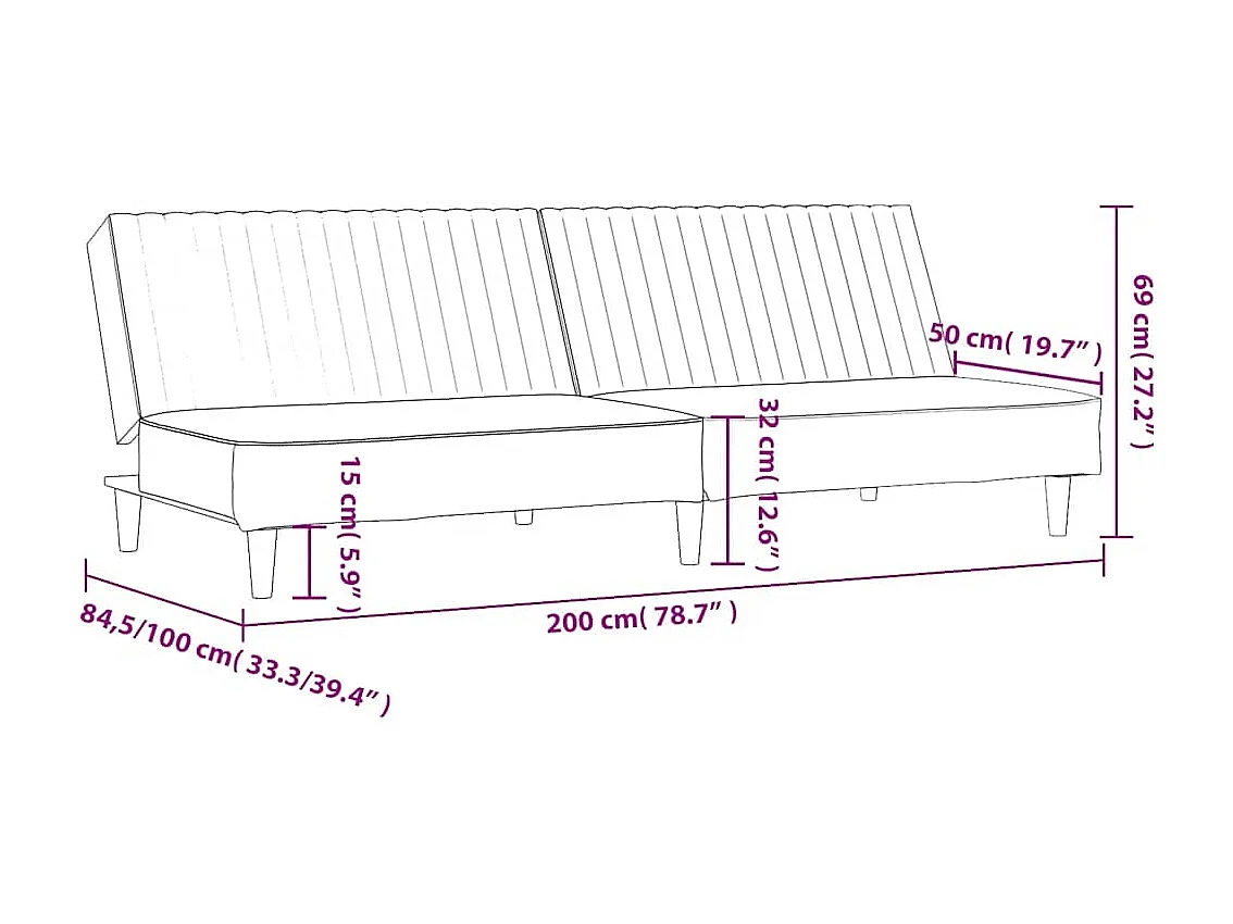 Schlafsofa 2-Sitzer Gelb Samt