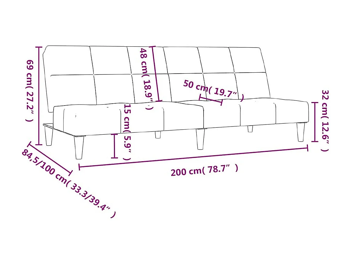 Slaapbank 2-zits stof