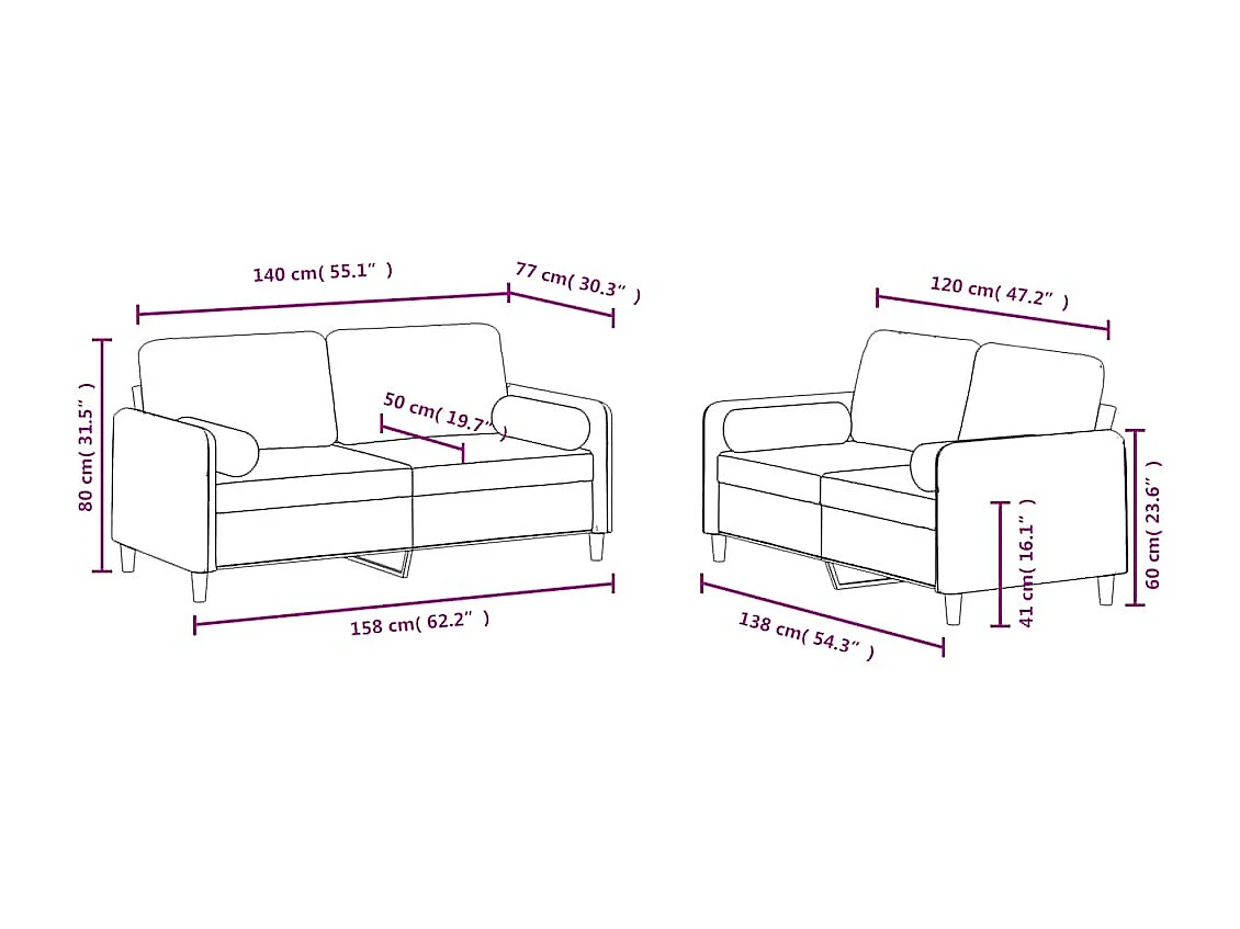 2-tlg. Sofagarnitur mit Kissen Dunkelgrün Samt