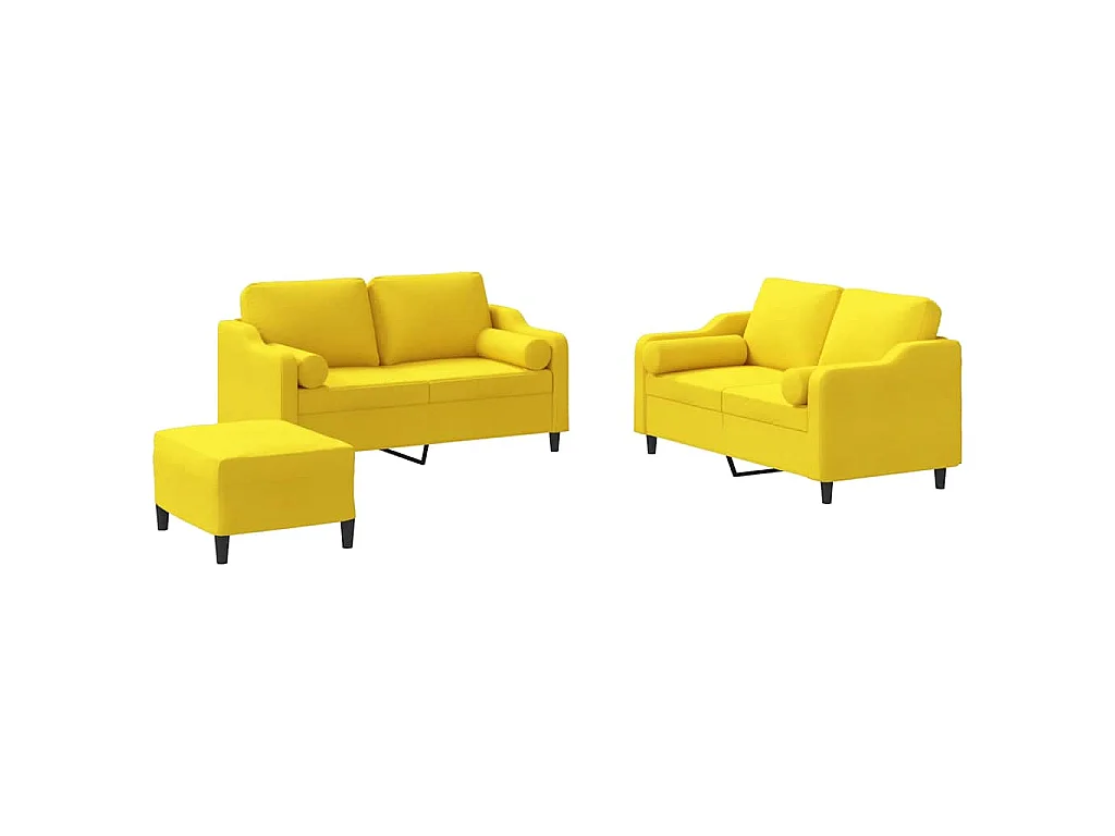 3-delige Loungeset met kussens stof lichtgeel