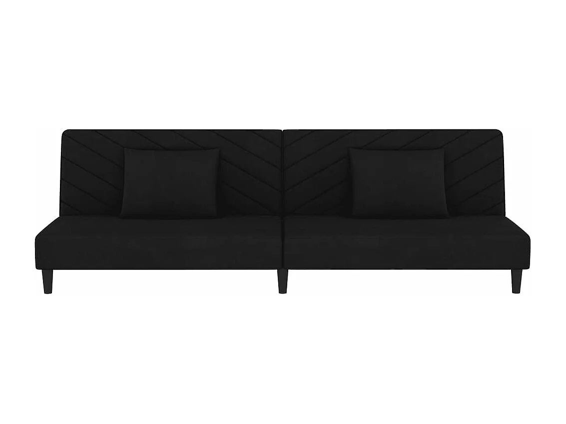 Schlafsofa 2-Sitzer mit 2 Kissen Schwarz Samt