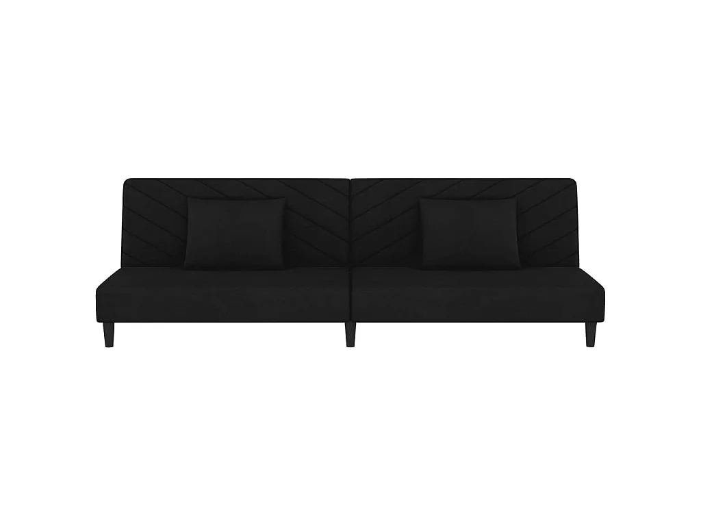 Divano Letto a 2 Posti con 2 Cuscini Nero in Velluto