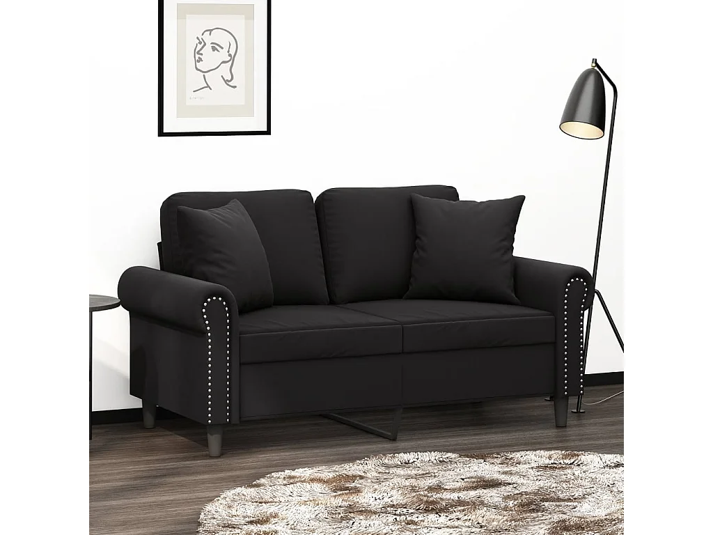 Tweezitsbank met sierkussens 120 cm fluweel zwart