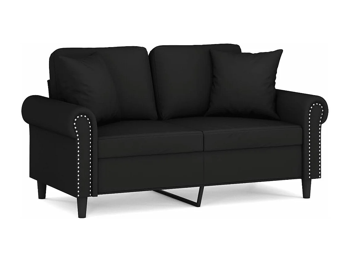 Canapé 2 places avec oreillers décoratifs noir 120 cm velours