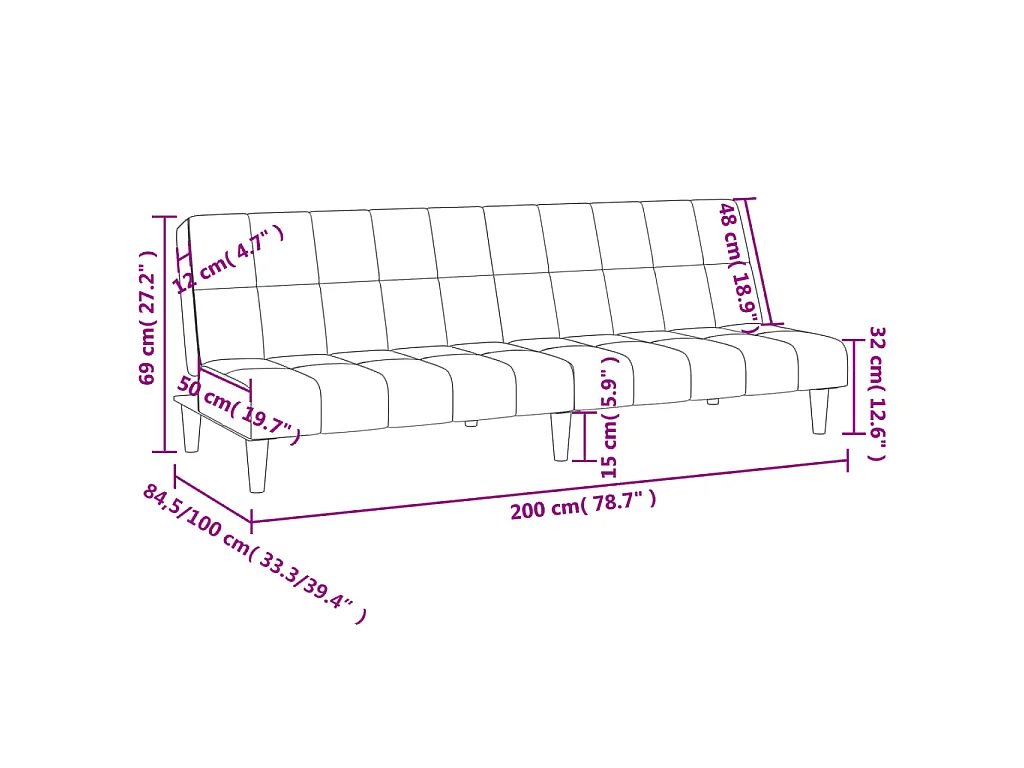 Schlafsofa 2-Sitzer Gelb Stoff