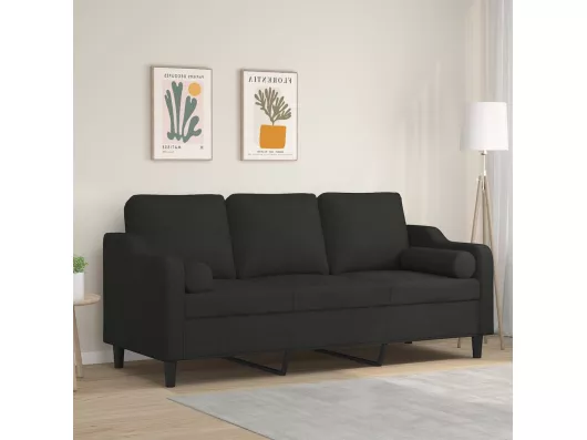 Kauf Unique 3-Sitzer-Sofa mit Zierkissen Schwarz 180 cm Stoff