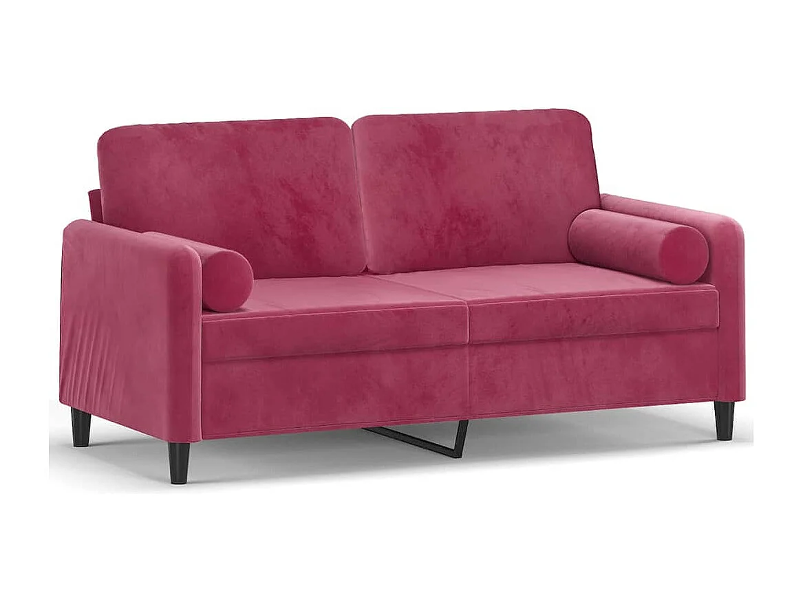 Sofá 2 lug. + almofadas decorativas 140cm veludo vermelho tinto