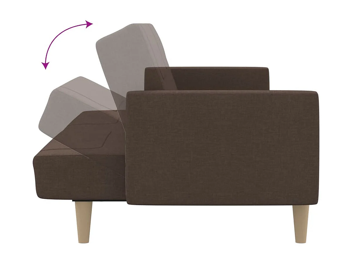 Sofá-cama de 2 lugares tecido cinzento-acastanhado