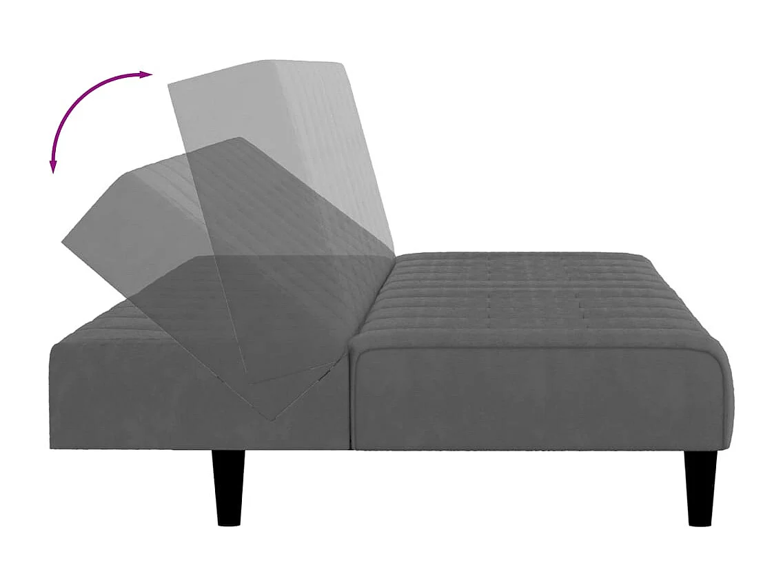 Schlafsofa 2-Sitzer Dunkelgrau Samt