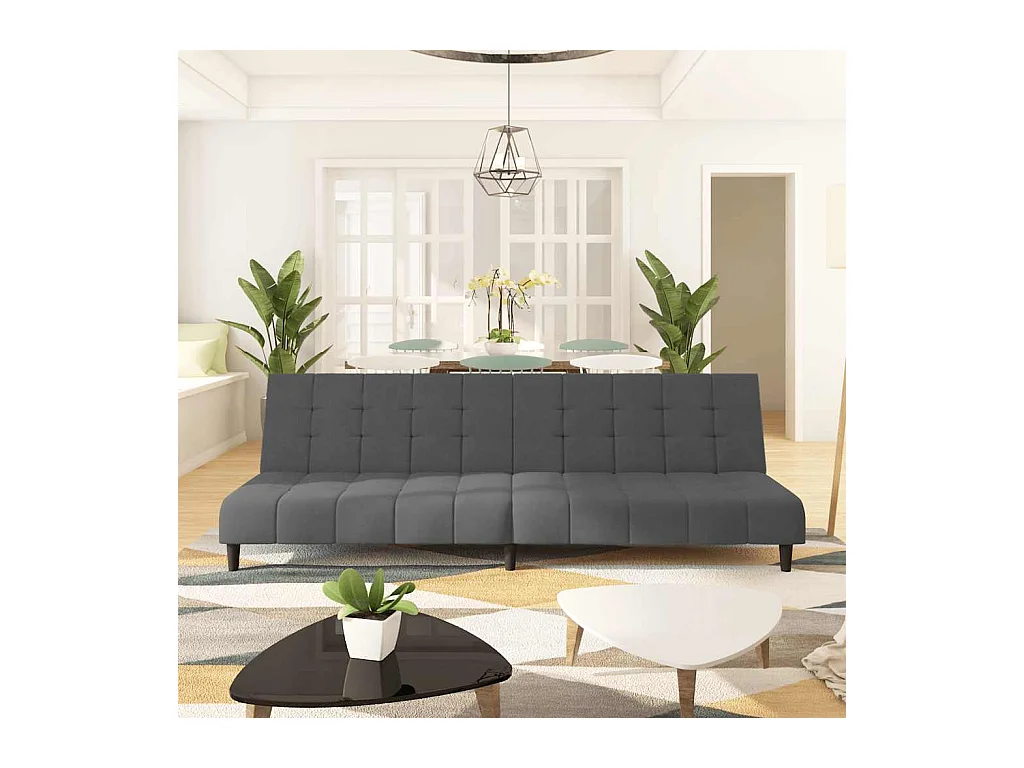 Schlafsofa 2-Sitzer Dunkelgrau Samt