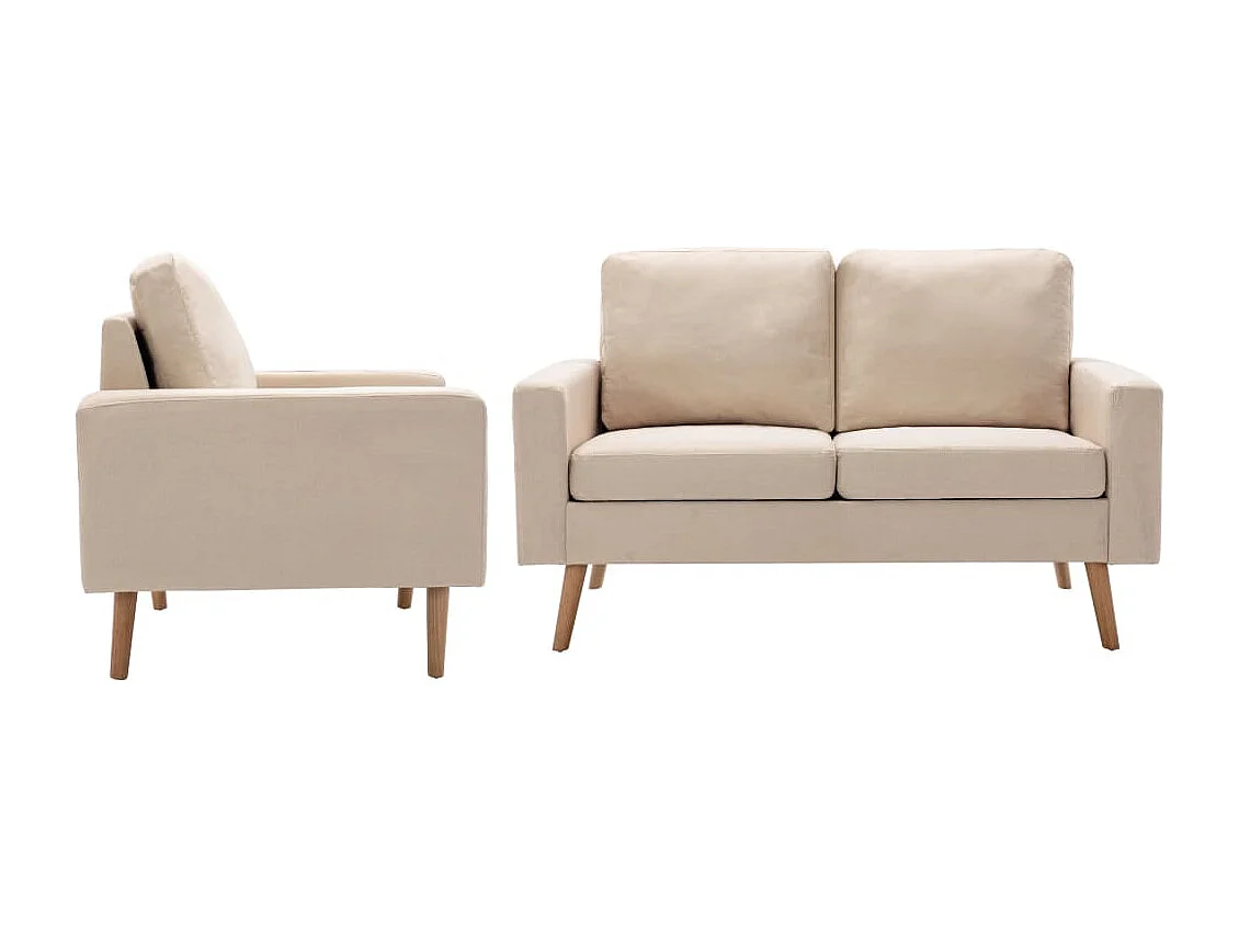 Ensemble de canapés 2 pcs Tissu Crème