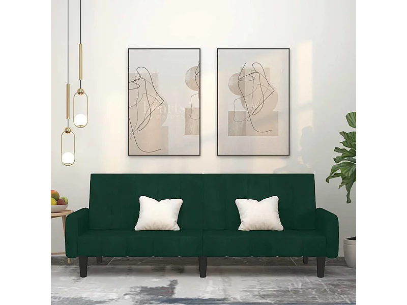 Canapé-lit à 2 places vert foncé velours