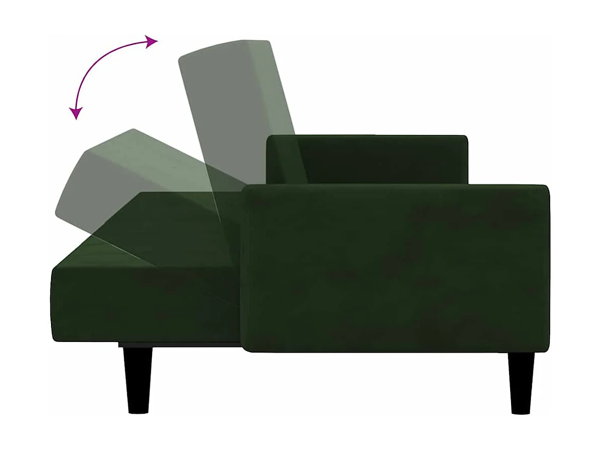 Slaapbank 2-zits fluweel donkergroen