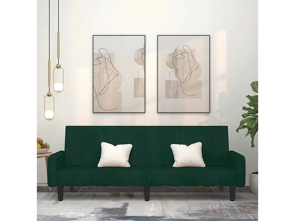Slaapbank 2-zits fluweel donkergroen