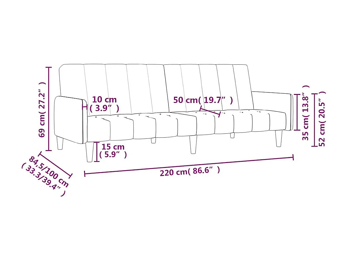 Schlafsofa 2-Sitzer Dunkelgrün Samt