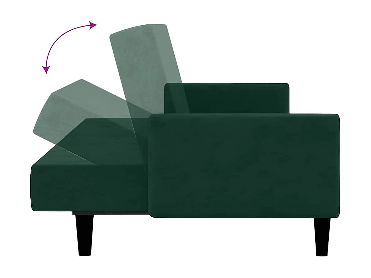Schlafsofa 2-Sitzer Dunkelgrün Samt