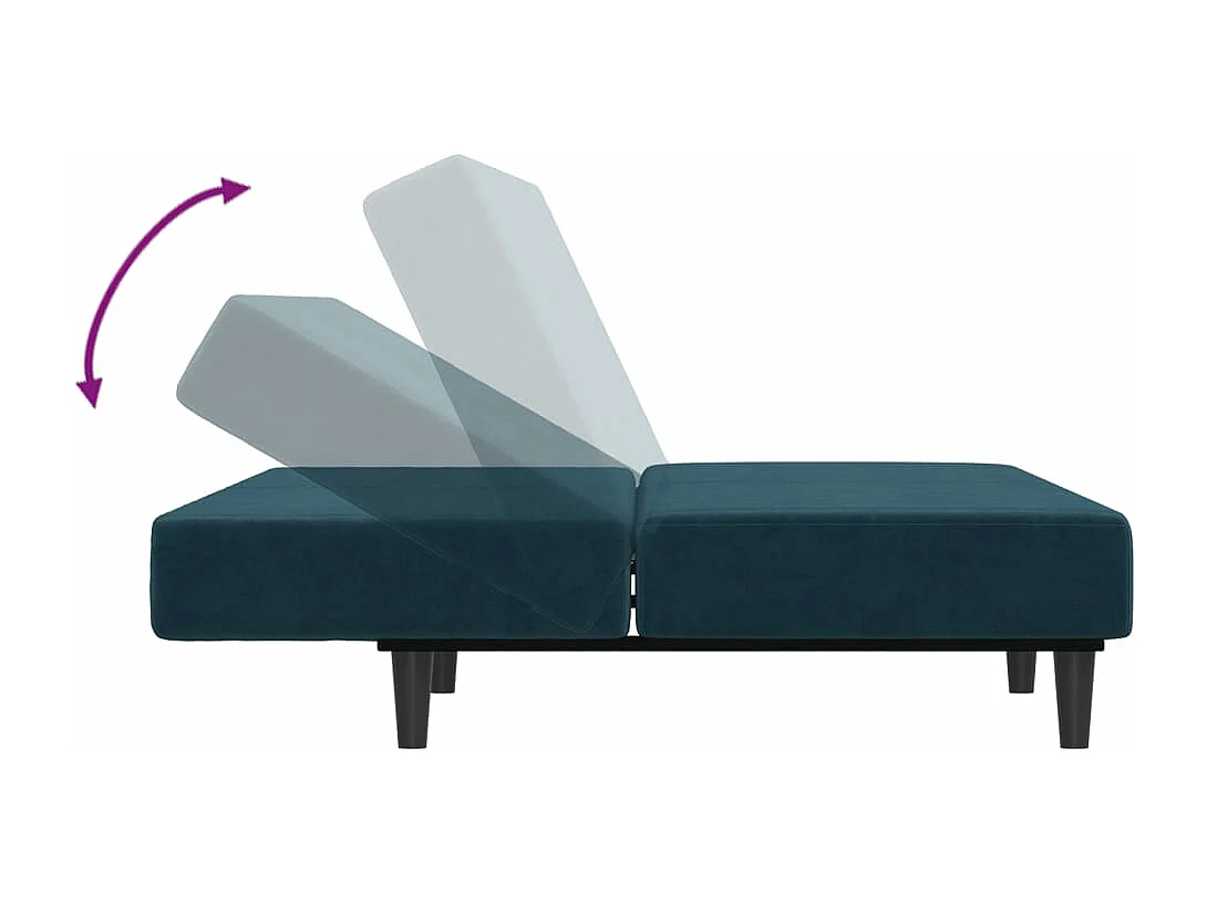 Schlafsofa 2-Sitzer Blau Samt