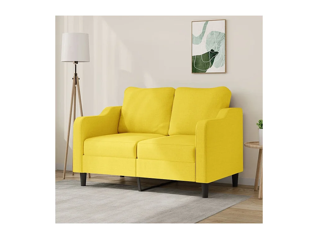 Canapé à 2 places Jaune clair 120 cm Tissu