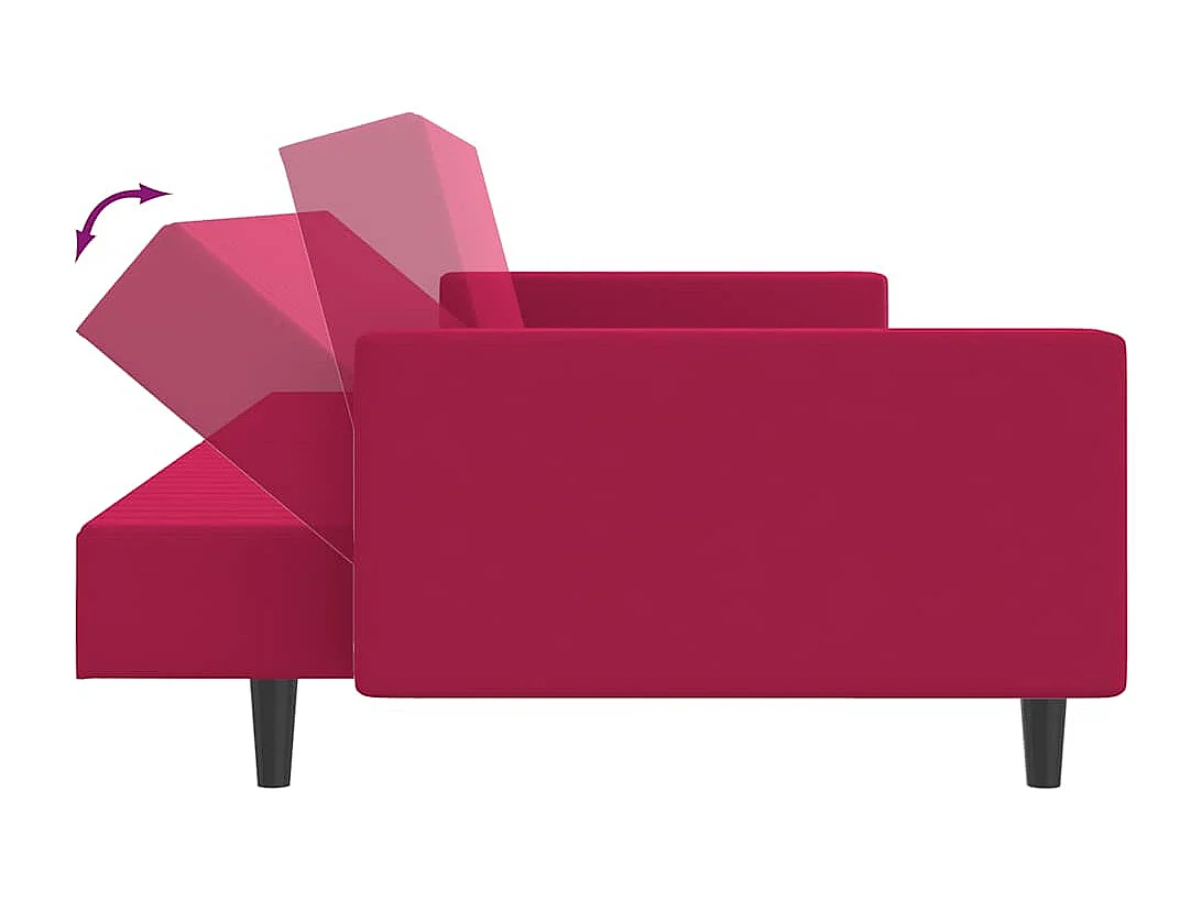 Sofá cama de 2 plazas terciopelo color vino tinto