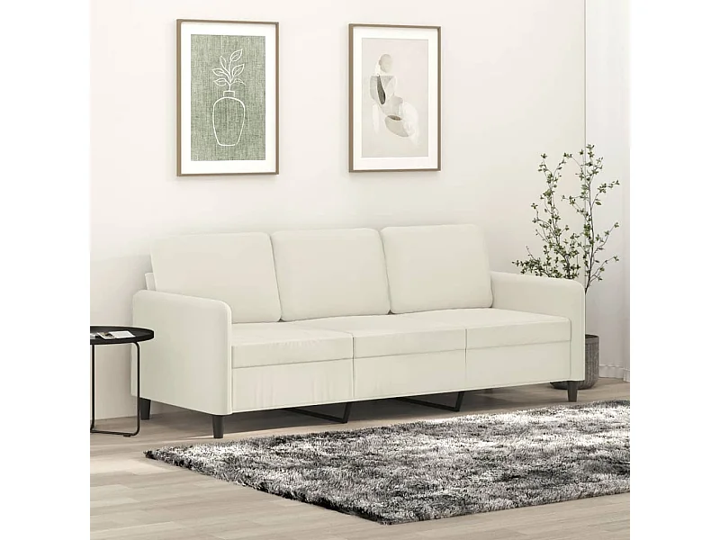 Driezitsbank 180 cm fluweel crèmekleurig