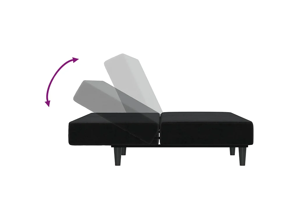 Canapé-lit 2 places noir velours